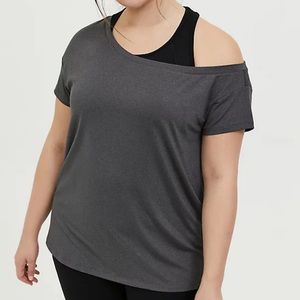 NWT Torrid Grey Off Shoulder Wicking Active Tee 4X